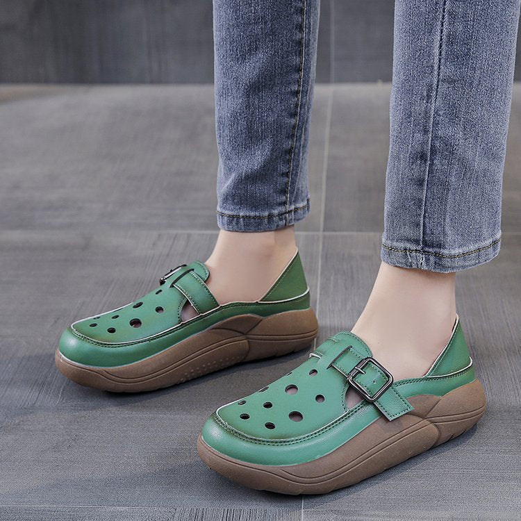 Retro Color Hollow Out Sandals