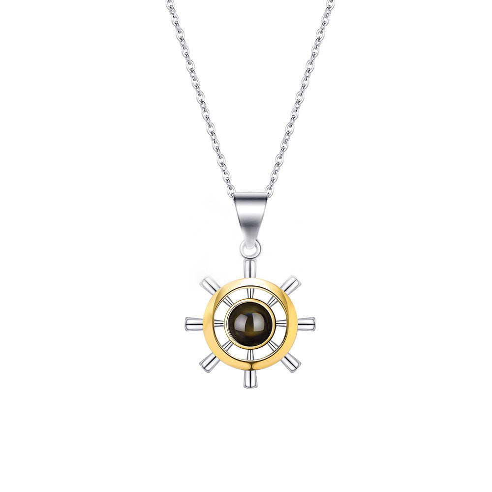 Silver Ship Rudder Projection Necklace