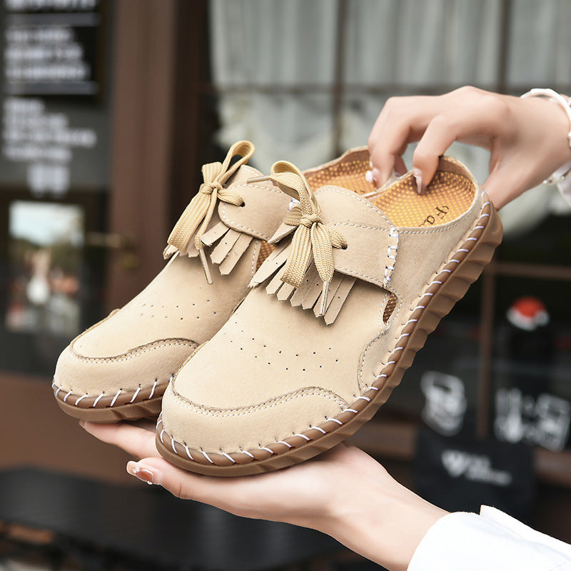 Handmade Stitching Women's Half Slippers