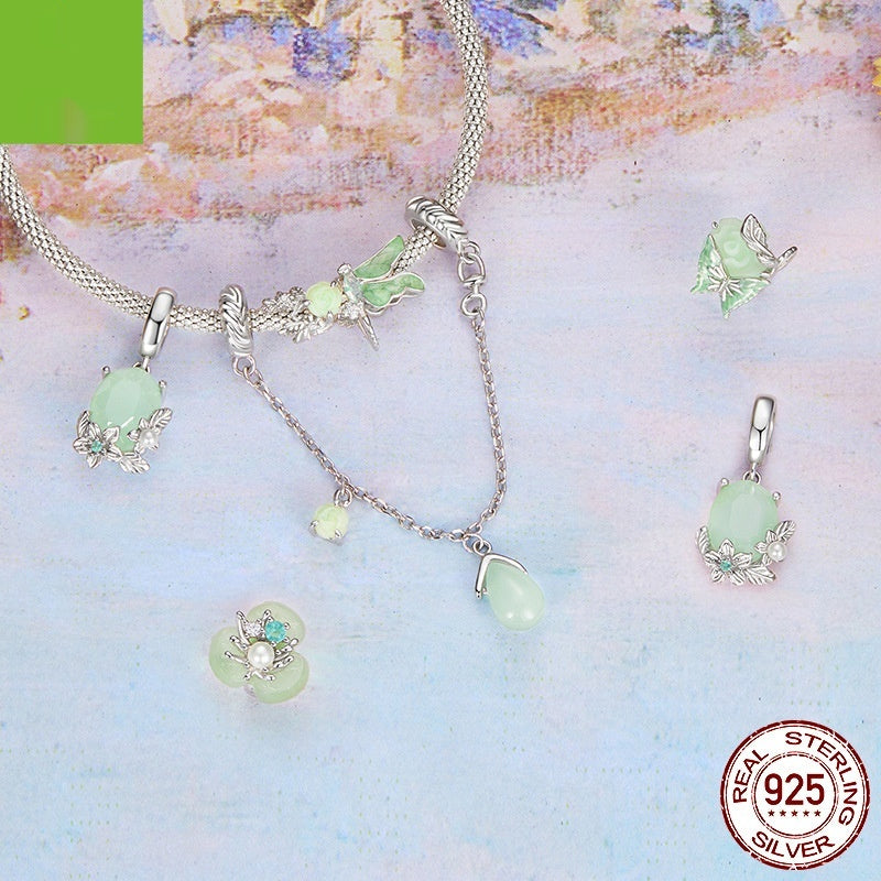 Green Flowers And Insects Series Bracelet