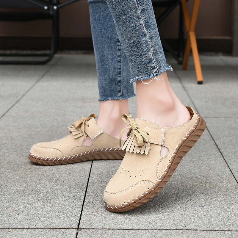 Handmade Stitching Women's Half Slippers