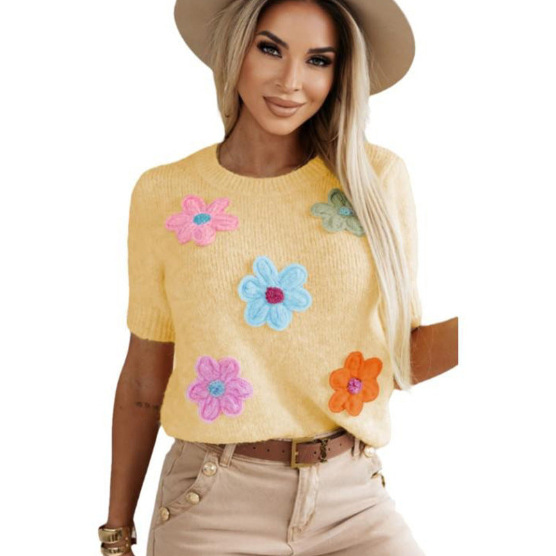 Three-dimensional Flower Decoration Shirt