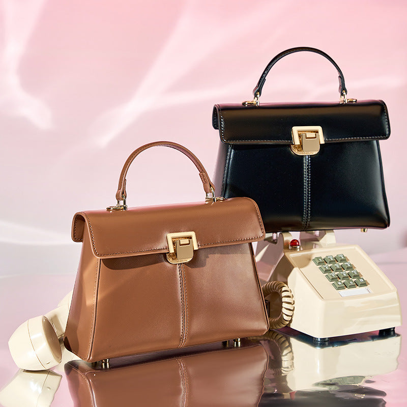 Women's Leather Vachette Clasp Portable Bag