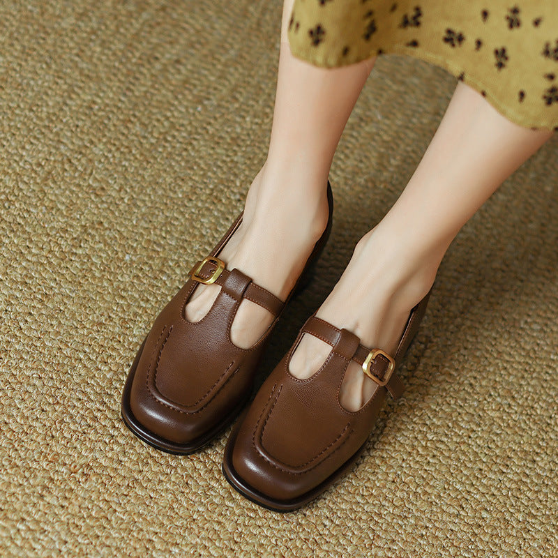 Mid Heel French Retro Brown