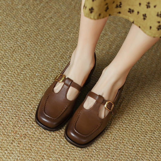 Mid Heel French Retro Brown