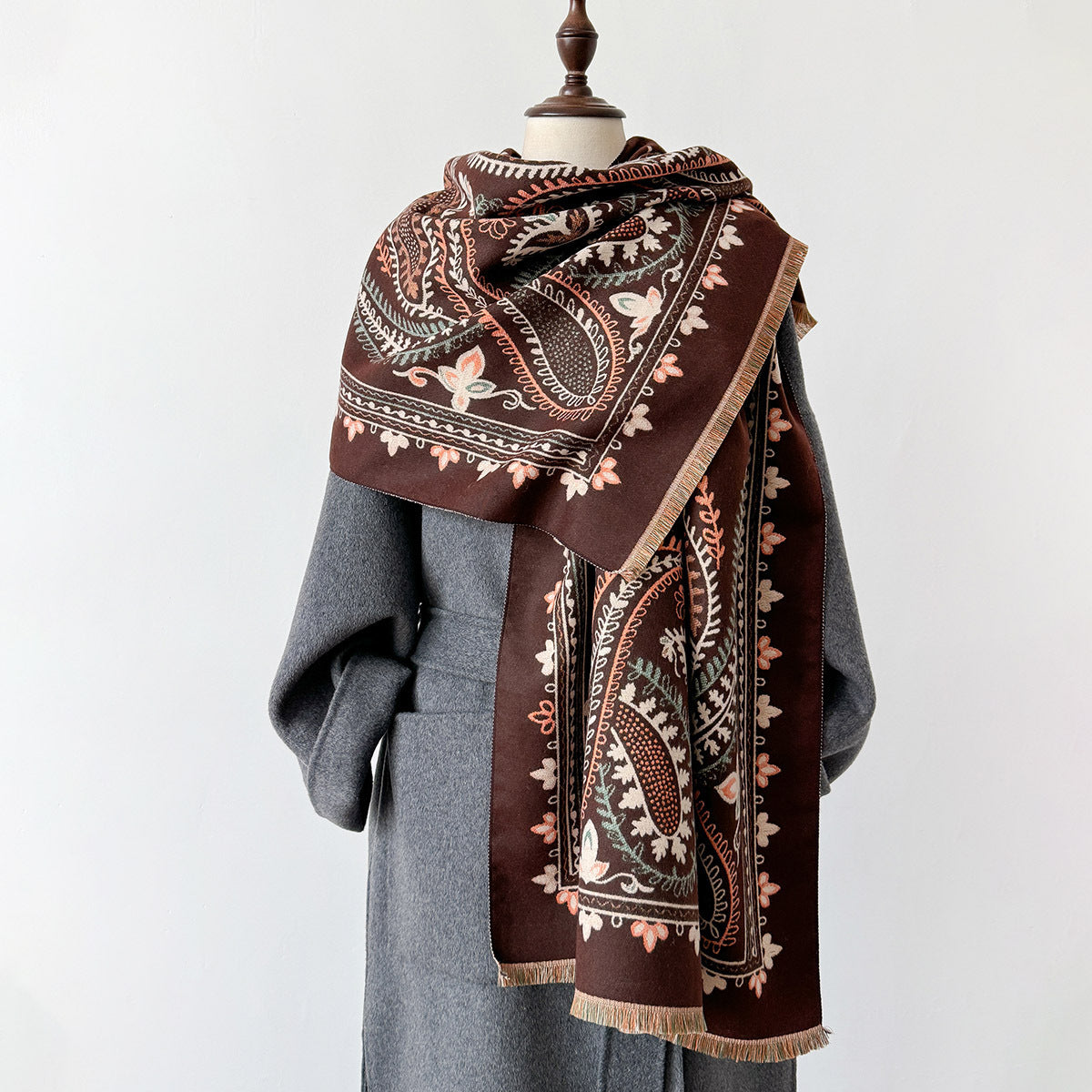 New Geometric Double-sided Dual-use Scarf Baggy Coat